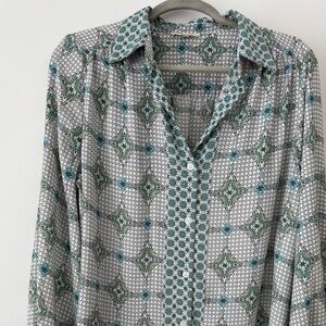 Max Studio Woman’s Patterned Shirt - Green and Blue - XL